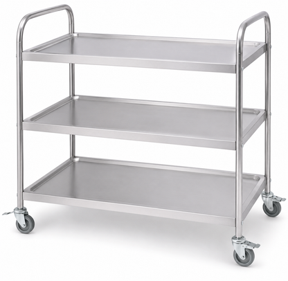 KELOO Stainless Steel Serving Trolley 3 Tier 950mm - Square Tube Dining Cart
