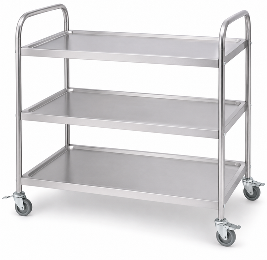 KELOO Stainless Steel Serving Trolley 3 Tier 950mm - Square Tube Dining Cart