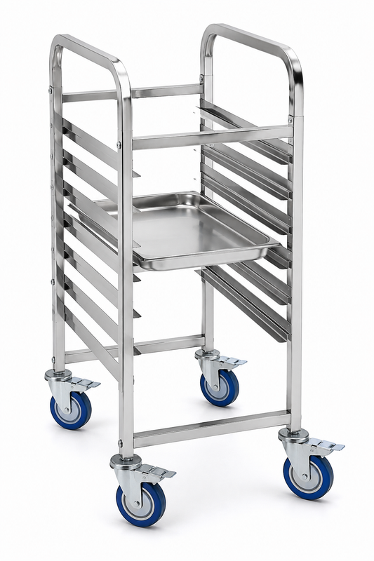 KELOO Stainless Steel GN Pan Trolley 6 x 1/1 - Mobile Gastronorm Rack