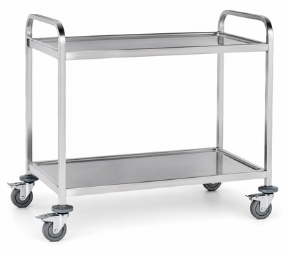 KELOO Stainless Steel Serving Trolley 2 Tier 810mm - Round Tube Dining Cart