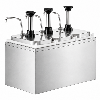 KELOO Stainless Steel Sauce Pump Dispenser Triple 3 x 4L - KSP-12L