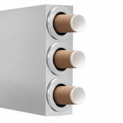 KELOO Stainless Steel Cup Dispenser 3 Tube - Counter Cup Holder - KCD-3
