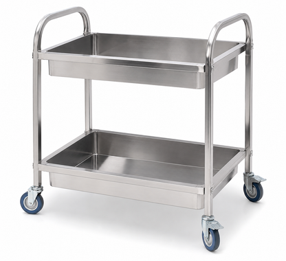 KELOO Stainless Steel Bowl Collecting Cart 750mm - 2 Tier Clearing Trolley