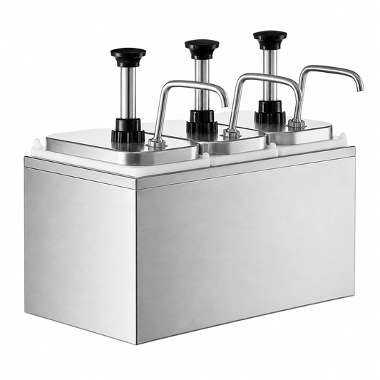 KELOO Stainless Steel Sauce Pump Dispenser Triple 3 x 4L - KSP-12L