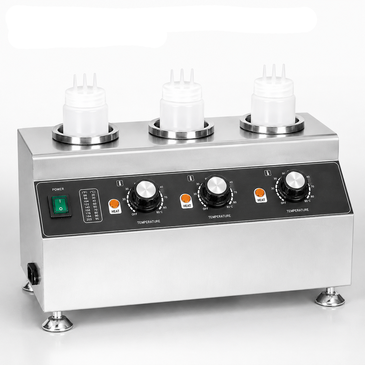 KELOO Electric Sauce Warmer Triple Bottle 1.5kW - Hot Sauce Dispenser - KSW-312