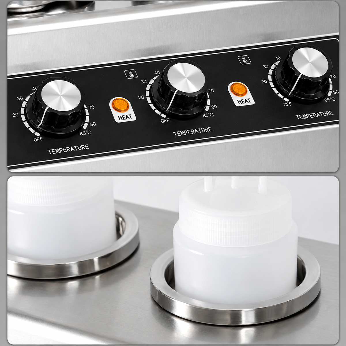 KELOO Electric Sauce Warmer Triple Bottle 1.5kW - Hot Sauce Dispenser - KSW-312