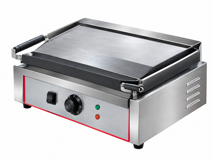 KELOO Electric Contact Grill Double 425mm 2.2kW - Ribbed Top Flat Base - EG-811EA