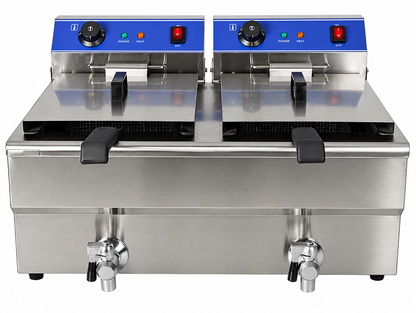 KELOO Commercial Electric Fryer Countertop Twin Tank 2 x 10L 6kW - EF-102V
