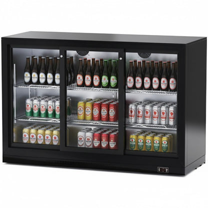 KELOO Back Bar Bottle Cooler 1350mm 3 Glass Doors - GN-320H