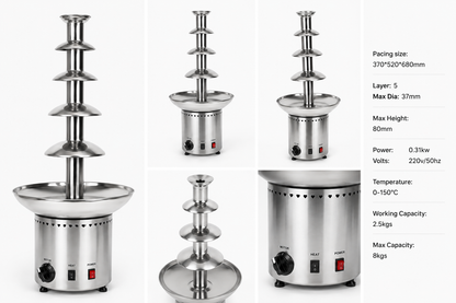 KELOO Chocolate Fountain 5 Tier Commercial - 8kg Capacity - CF-8086