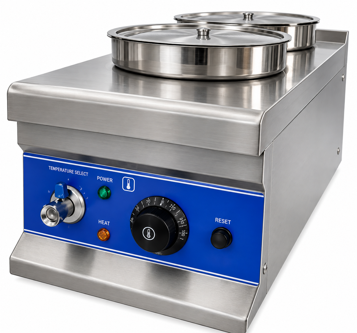 KELOO Electric Round Bain Marie 2 Well 0.9kW - Countertop Soup Station - BM-2TT