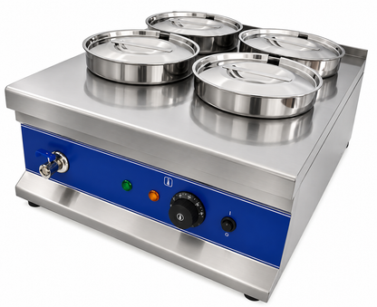 KELOO Electric Round Bain Marie 4 Well 1.5kW - Countertop Soup Station - BM-4TT