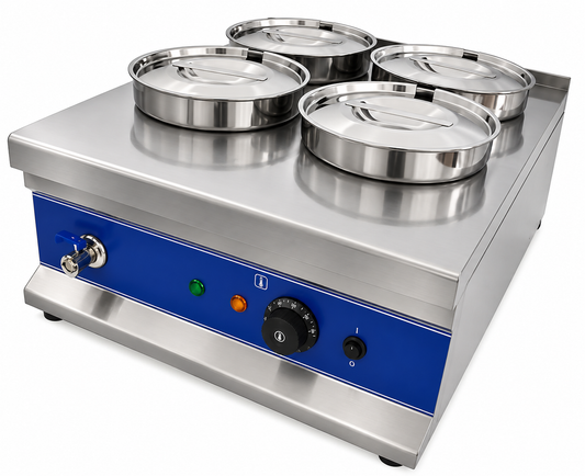 KELOO Electric Round Bain Marie 4 Well 1.5kW - Countertop Soup Station - BM-4TT