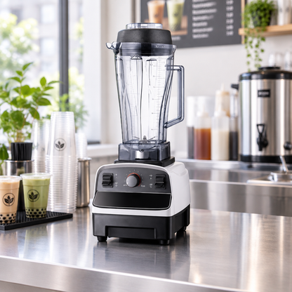 Blender on a bubble tea shop counter