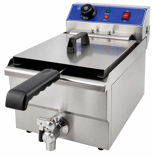 KELOO Commercial Electric Fryer Countertop 10L Single Tank 3kW - EF-101V