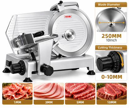 KELOO Commercial Meat Slicer 250mm 10 Inch Blade - Semi-Automatic - HBS-10