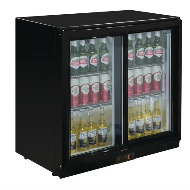 KELOO Back Bar Bottle Cooler 900mm 2 Glass Doors - GN-220H