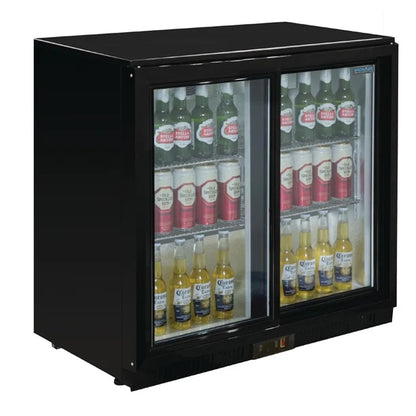KELOO Back Bar Bottle Cooler 900mm 2 Glass Doors - GN-220H