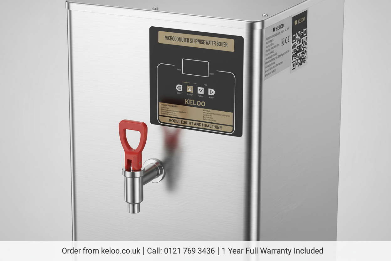 KELOO Water Boiler Digital Control Panel and Safety Tap Detail