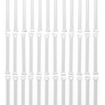 Plain clear bubble tea straws arranged neatly