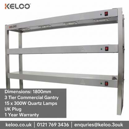 KELOO Commercial Quartz Lamp Heating Gantry Three Tiers 1800mm - VST183H
