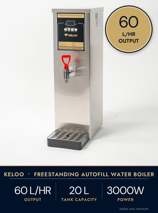 KELOO Commercial Autofill Water Boiler - Freestanding, 60L/Hr Output, 20L Tank, 3000W
