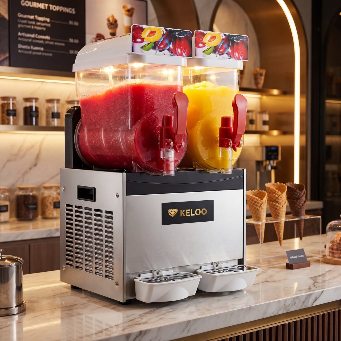 Commercial Slush Machine with 2 Tanks 2X15L