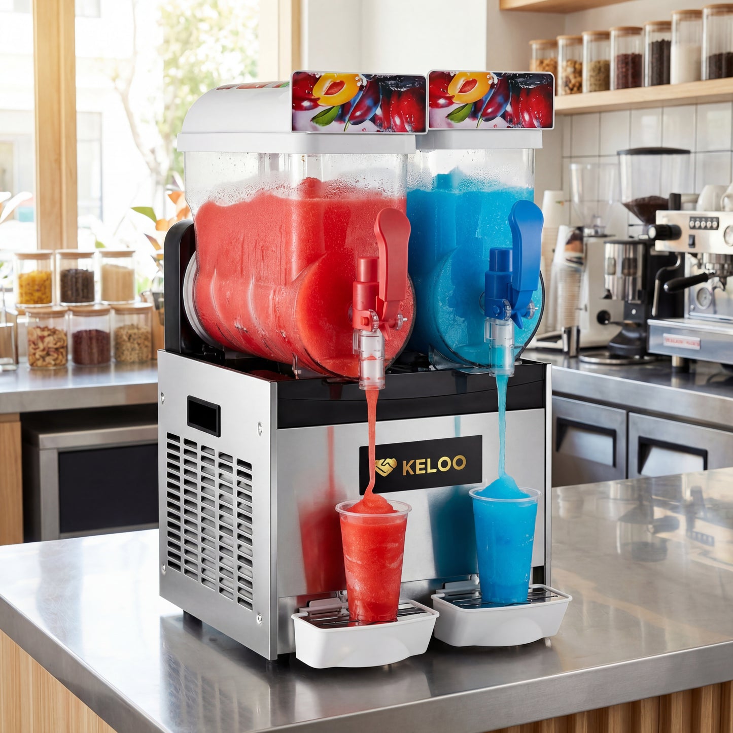 Commercial Slush Machine with 2 Tanks 2X15L