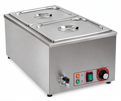 KELOO Countertop Bain Marie 2 x 1/2 GN 1.2kW - Wet Well Food Warmer - BM-1/2